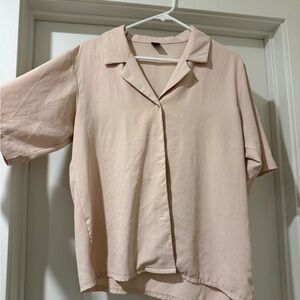 SHEIN Soft Blush Short-Sleeve Button Down Shirt